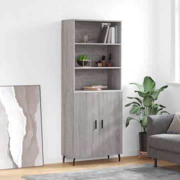 Highboard Grey Sonoma 69.5x34x180 cm Engineered Wood