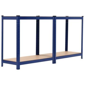 Storage Shelves 2 pcs Blue 80x40x160 cm Steel and MDF