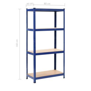 Storage Shelves 2 pcs Blue 80x40x160 cm Steel and MDF