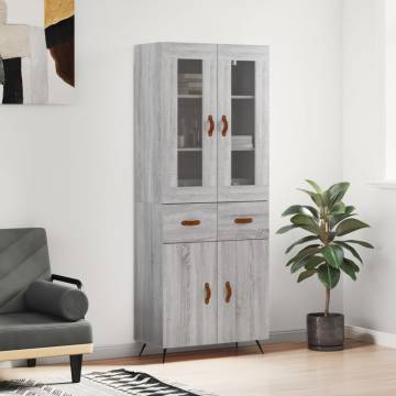 Highboard Grey Sonoma 69.5x34x180 cm Engineered Wood