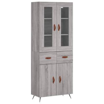 Highboard Grey Sonoma 69.5x34x180 cm Engineered Wood