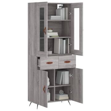 Highboard Grey Sonoma 69.5x34x180 cm Engineered Wood