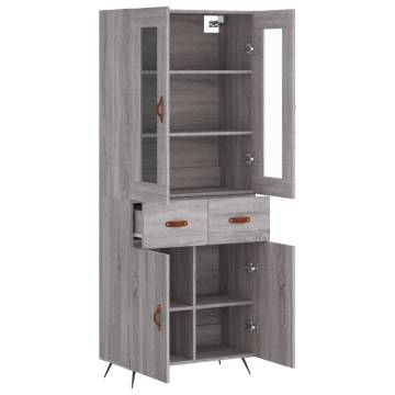 Highboard Grey Sonoma 69.5x34x180 cm Engineered Wood