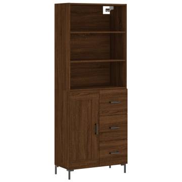 Highboard Brown Oak 69.5x34x180 cm Engineered Wood