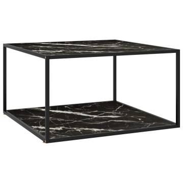 Coffee Table Black with Black Marble Glass 90x90x50 cm