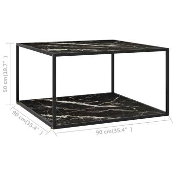 Coffee Table Black with Black Marble Glass 90x90x50 cm