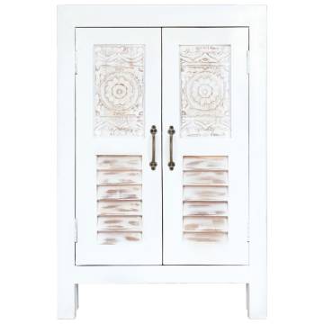 Carved Sideboard White 60x30x89 cm Solid Mango Wood