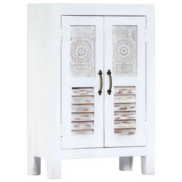 Carved Sideboard White 60x30x89 cm Solid Mango Wood