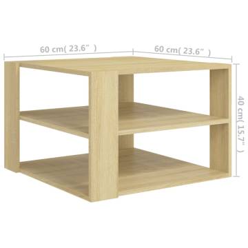 Coffee Table Sonoma Oak 60x60x40 cm Engineered Wood