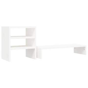 Monitor Stand White 81x20x30 cm Solid Wood Pine