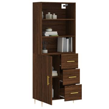 Highboard Brown Oak 69.5x34x180 cm Engineered Wood