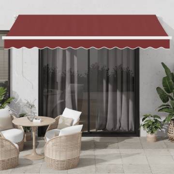 Manual Retractable Awning with LED Burgundy 350x250 cm