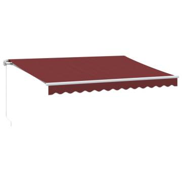 Manual Retractable Awning with LED Burgundy 350x250 cm