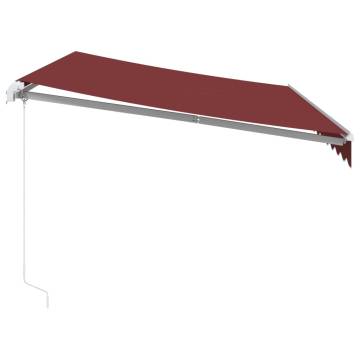 Manual Retractable Awning with LED Burgundy 350x250 cm