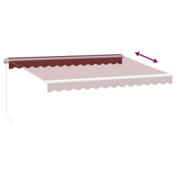 Manual Retractable Awning with LED Burgundy 350x250 cm