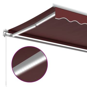 Manual Retractable Awning with LED Burgundy 350x250 cm