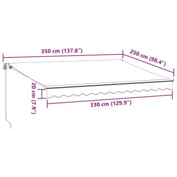 Manual Retractable Awning with LED Burgundy 350x250 cm