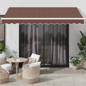 Manual Retractable Awning with LED Brown 350x250 cm