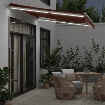 Manual Retractable Awning with LED Brown 350x250 cm