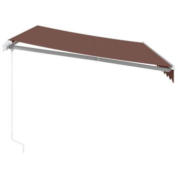 Manual Retractable Awning with LED Brown 350x250 cm