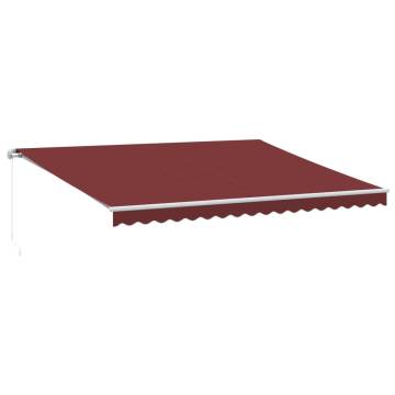 Manual Retractable Awning with LED Burgundy 450x350 cm