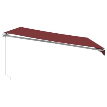 Manual Retractable Awning with LED Burgundy 450x350 cm