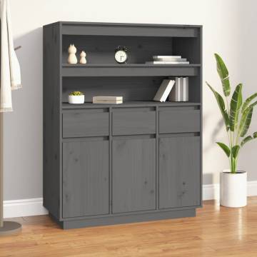 Highboard Grey 89x40x116.5 cm Solid Wood Pine