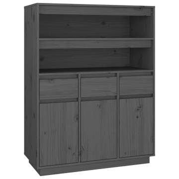 Highboard Grey 89x40x116.5 cm Solid Wood Pine