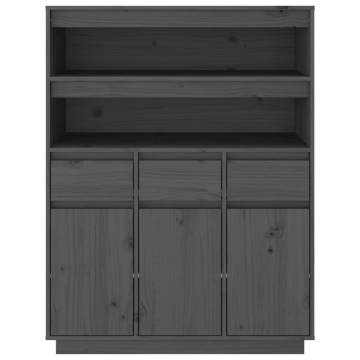 Highboard Grey 89x40x116.5 cm Solid Wood Pine