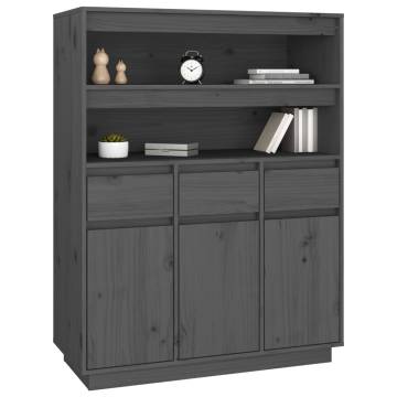 Highboard Grey 89x40x116.5 cm Solid Wood Pine