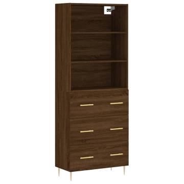 Highboard Brown Oak 69.5x34x180 cm Engineered Wood