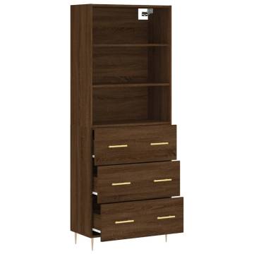 Highboard Brown Oak 69.5x34x180 cm Engineered Wood