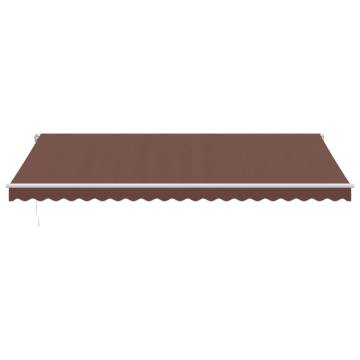 Manual Retractable Awning with LED Brown 500x350 cm