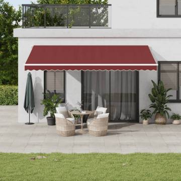 Manual Retractable Awning with LED Burgundy 500x350 cm