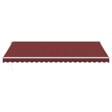 Manual Retractable Awning with LED Burgundy 500x350 cm