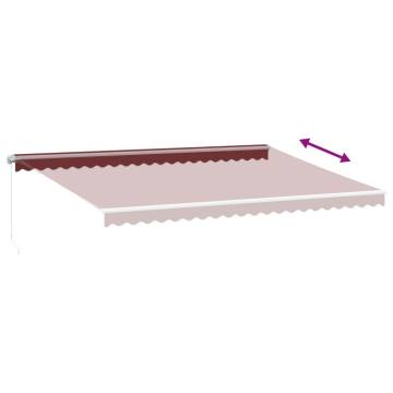 Manual Retractable Awning with LED Burgundy 500x350 cm