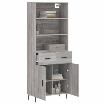 Highboard Grey Sonoma 69.5x34x180 cm Engineered Wood