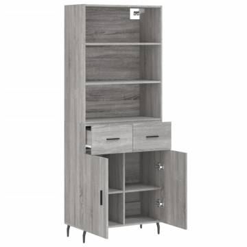 Highboard Grey Sonoma 69.5x34x180 cm Engineered Wood