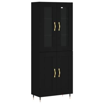 Highboard Black 69.5x34x180 cm Engineered Wood