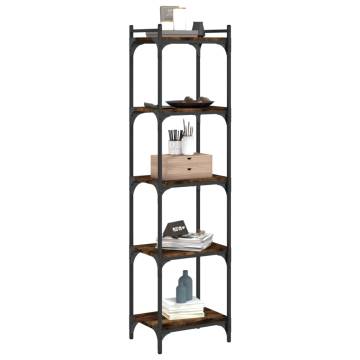 Bookcase 5-Tier Smoked Oak 40x30x154 cm Engineered Wood