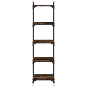 Bookcase 5-Tier Smoked Oak 40x30x154 cm Engineered Wood