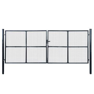 Mesh Garden Gate Galvanised Steel 400x150 cm Grey