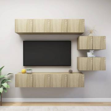 6 Piece TV Cabinet Set Sonoma Oak Engineered Wood