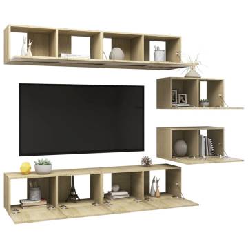 6 Piece TV Cabinet Set Sonoma Oak Engineered Wood