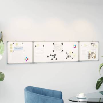 Magnetic Whiteboard Foldable 200x40x1.7 cm Aluminium