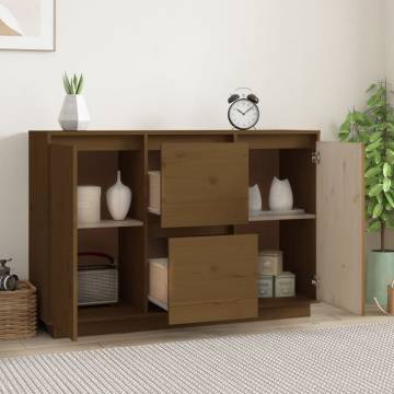 Sideboard Honey Brown 111x34x75 cm Solid Wood Pine