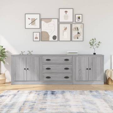 Sideboards 3 pcs Grey Sonoma Engineered Wood