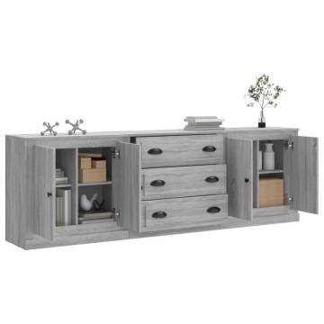 Sideboards 3 pcs Grey Sonoma Engineered Wood