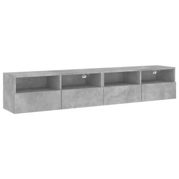 TV Wall Cabinets 2 pcs Concrete Grey 80x30x30 cm Engineered Wood