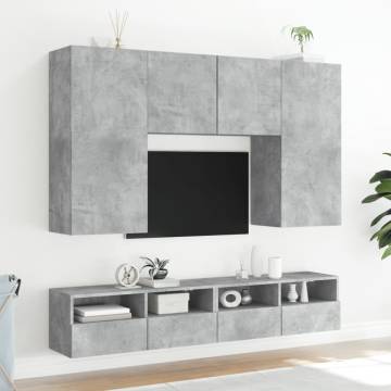 TV Wall Cabinets 2 pcs Concrete Grey 80x30x30 cm Engineered Wood